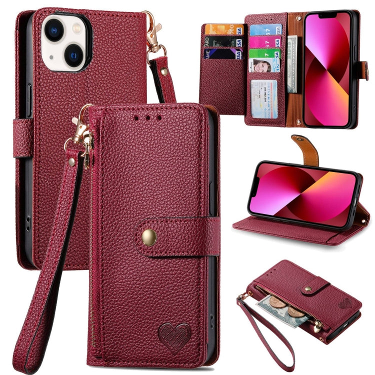 Love Zipper Lanyard Leather Phone Case, For iPhone 13, For iPhone 12 / 12 Pro, For iPhone 12 Pro Max, For iPhone 11 Pro Max