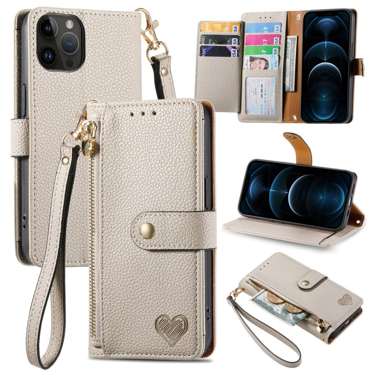 Love Zipper Lanyard Leather Phone Case, For iPhone 13, For iPhone 12 / 12 Pro, For iPhone 12 Pro Max, For iPhone 11 Pro Max