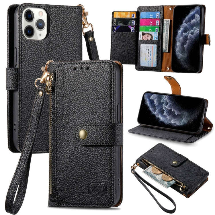 Love Zipper Lanyard Leather Phone Case, For iPhone 11, For iPhone 11 Pro, For iPhone XR, For iPhone XS Max