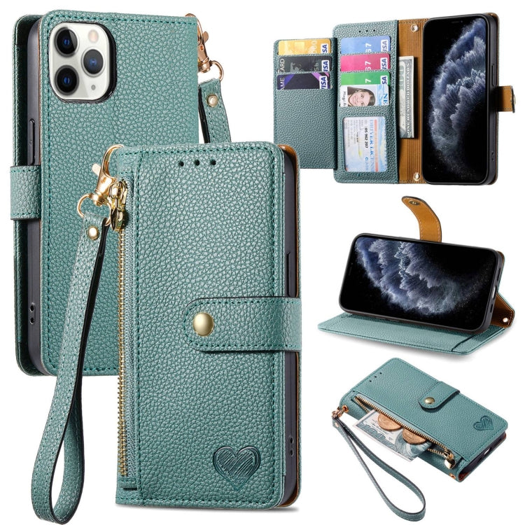 Love Zipper Lanyard Leather Phone Case, For iPhone 11, For iPhone 11 Pro, For iPhone XR, For iPhone XS Max