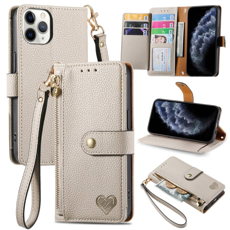 Love Zipper Lanyard Leather Phone Case, For iPhone 13, For iPhone 12 / 12 Pro, For iPhone 12 Pro Max, For iPhone 11 Pro Max