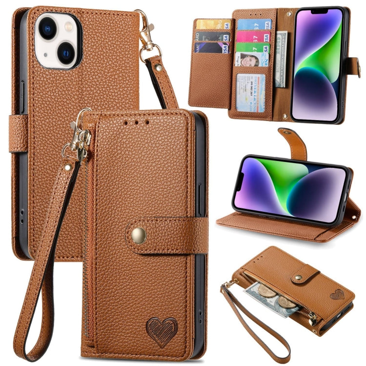 Love Zipper Lanyard Leather Phone Case, For iPhone 16, For iPhone 15 Pro Max, For iPhone 15 Pro, For iPhone 15 Plus