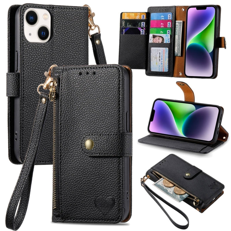 Love Zipper Lanyard Leather Phone Case, For iPhone 16, For iPhone 15 Pro Max, For iPhone 15 Pro, For iPhone 15 Plus