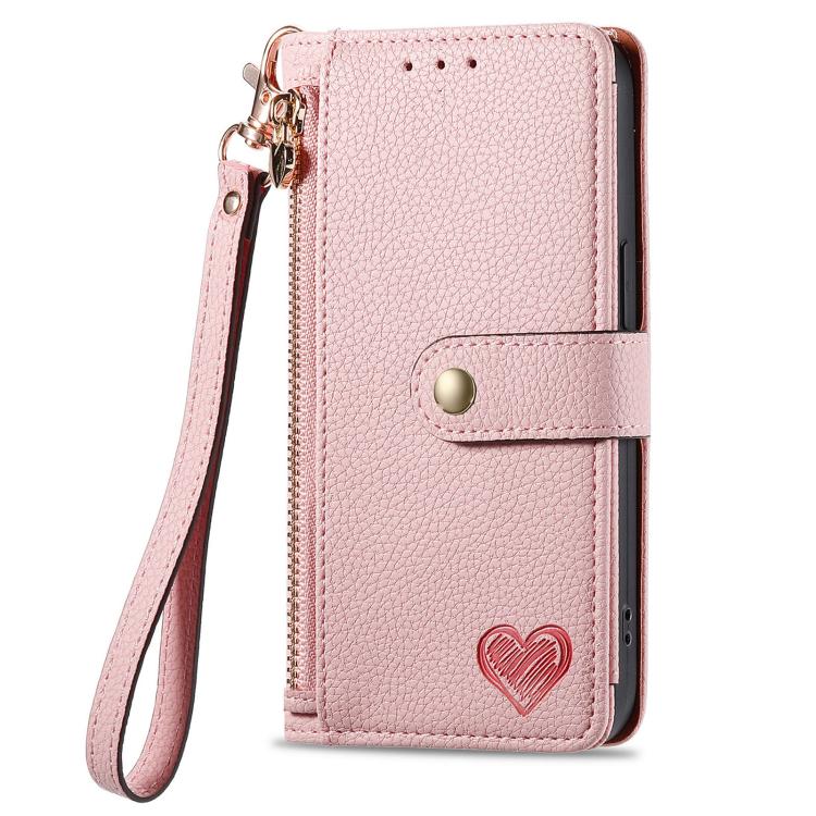Love Zipper Lanyard Leather Phone Case, For iPhone 17e / 16e, For iPhone 17 Pro Max, For iPhone 17 Pro, For iPhone 17