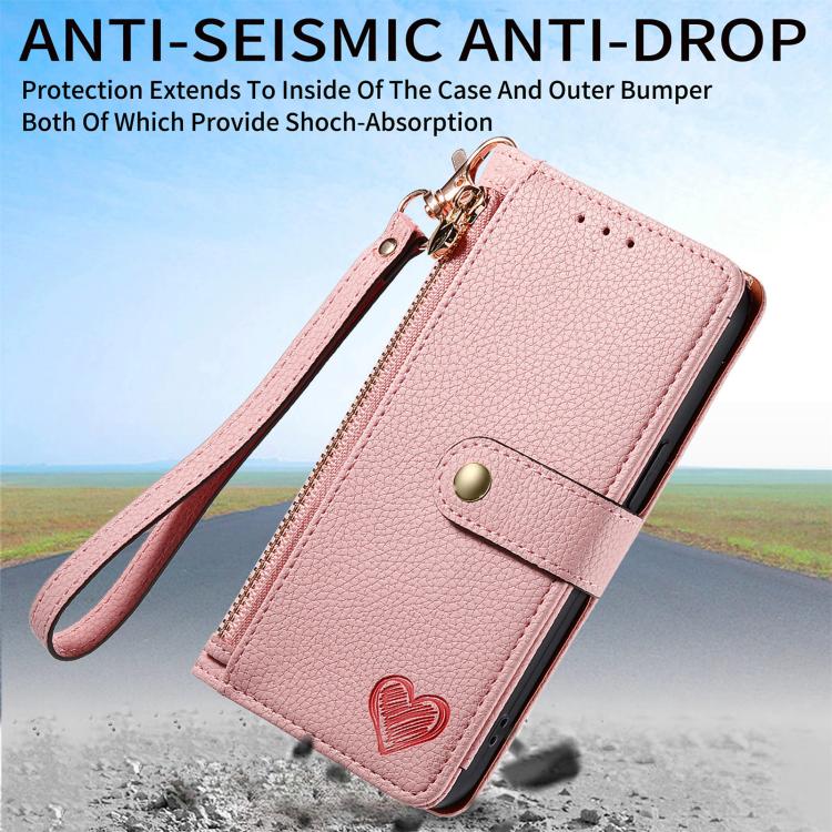 Love Zipper Lanyard Leather Phone Case, For iPhone 17e / 16e, For iPhone 17 Pro Max, For iPhone 17 Pro, For iPhone 17