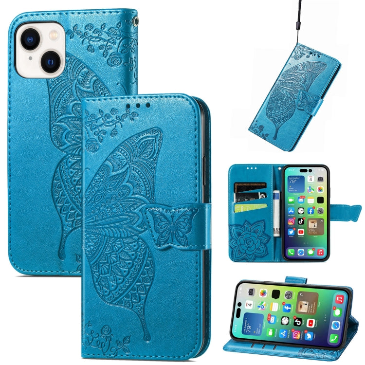Butterfly Love Flower Embossed Leather Phone Case, For iPhone 15 Pro Max, For iPhone 15 Pro, For iPhone 15 Plus