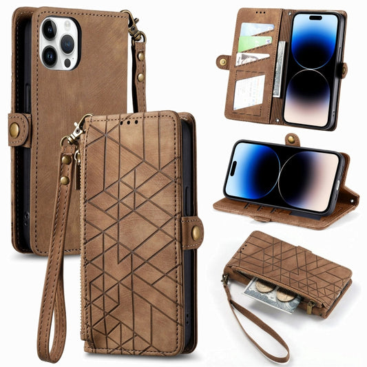 Geometric Zipper Wallet Side Buckle Leather Phone Case, For iPhone 14 Pro Max, For iPhone 7 / 8 / SE 2022, For iPhone 13 Pro Max, For iPhone 13 Pro