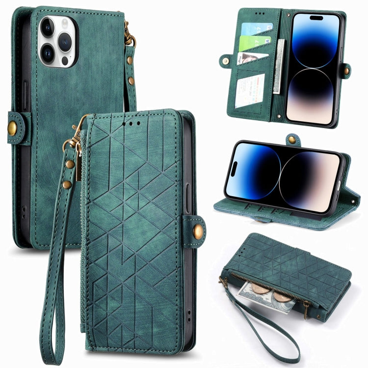 Geometric Zipper Wallet Side Buckle Leather Phone Case, For iPhone 14 Pro Max, For iPhone 7 / 8 / SE 2022, For iPhone 13 Pro Max, For iPhone 13 Pro