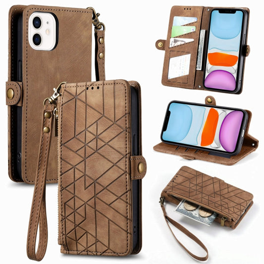 Geometric Zipper Wallet Side Buckle Leather Phone Case, For iPhone 11, For iPhone 11 Pro, For iPhone XR, For iPhone XS Max