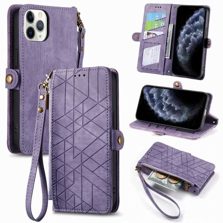 Geometric Zipper Wallet Side Buckle Leather Phone Case, For iPhone 11, For iPhone 11 Pro, For iPhone X / XS, For iPhone XR