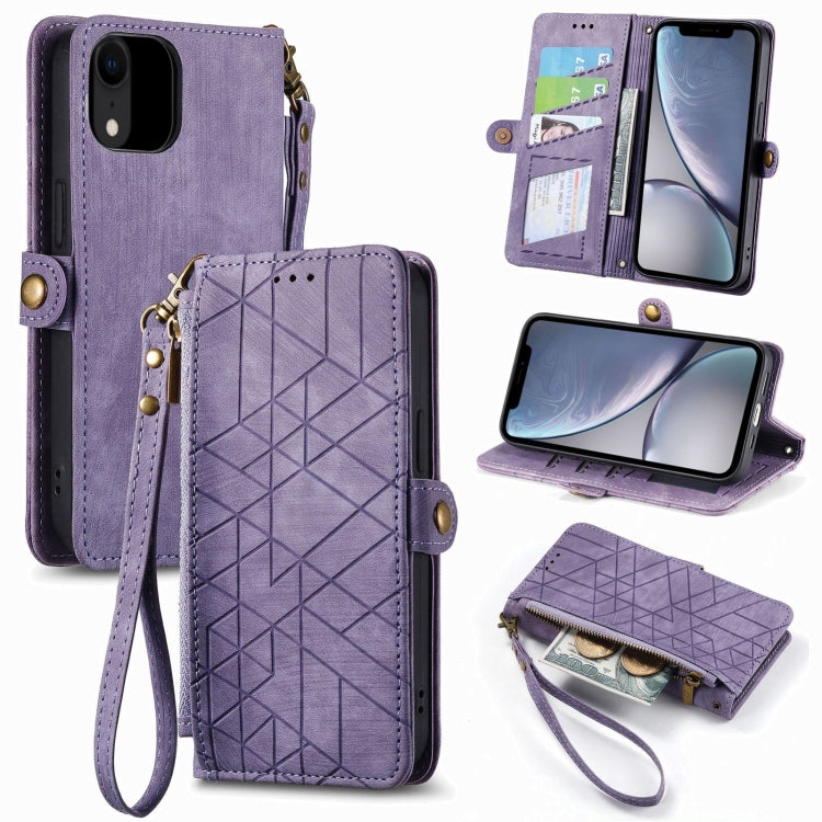 Geometric Zipper Wallet Side Buckle Leather Phone Case, For iPhone 11, For iPhone 11 Pro, For iPhone XR, For iPhone XS Max