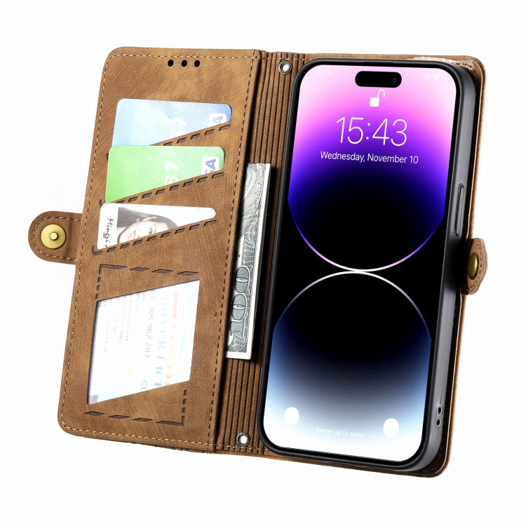 Geometric Zipper Wallet Side Buckle Leather Phone Case, For iPhone 7 Plus / 8 Plus, For iPhone 6 Plus / 6s Plus, For iPhone 6 / 6s