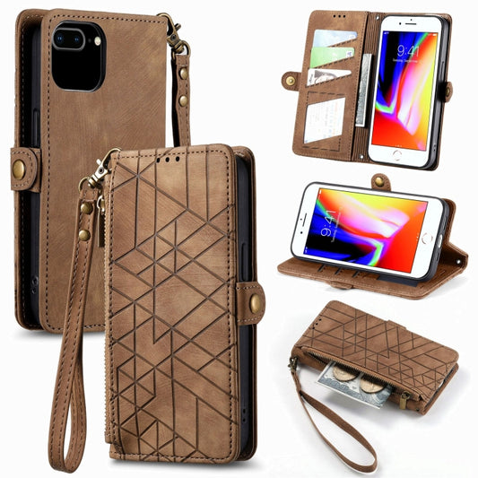 Geometric Zipper Wallet Side Buckle Leather Phone Case, For iPhone 7 Plus / 8 Plus, For iPhone 6 Plus / 6s Plus, For iPhone 6 / 6s