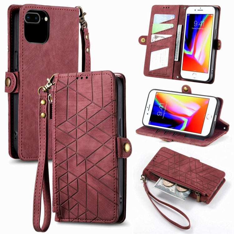 Geometric Zipper Wallet Side Buckle Leather Phone Case, For iPhone 7 Plus / 8 Plus, For iPhone 6 Plus / 6s Plus, For iPhone 6 / 6s