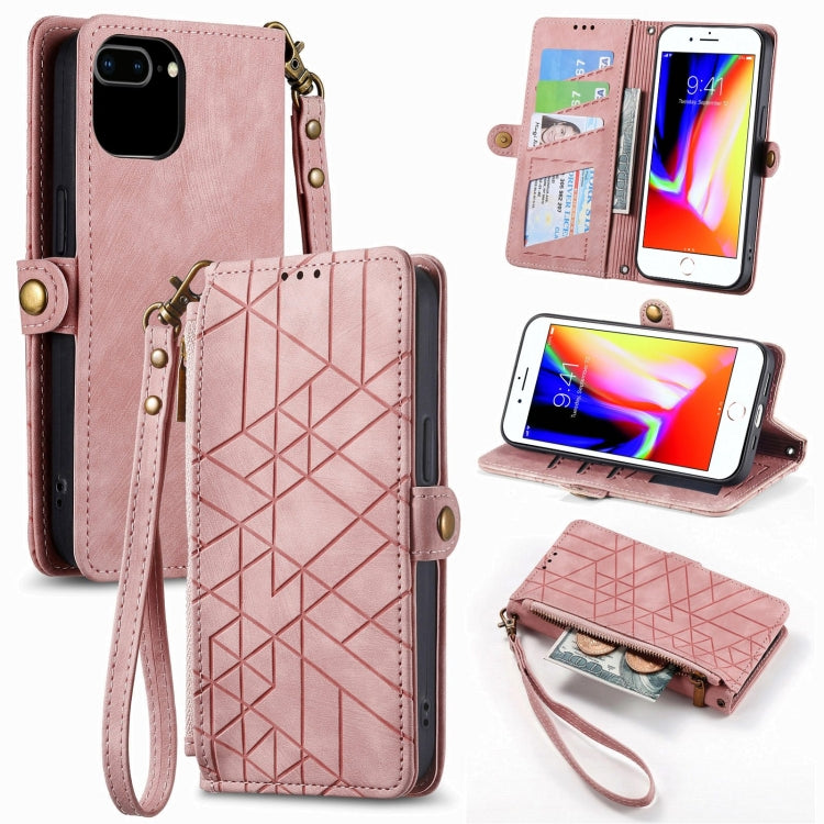Geometric Zipper Wallet Side Buckle Leather Phone Case, For iPhone 7 Plus / 8 Plus, For iPhone 6 Plus / 6s Plus, For iPhone 6 / 6s