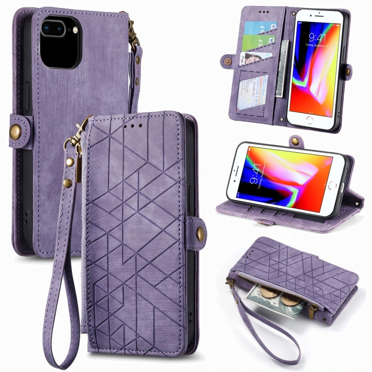 Geometric Zipper Wallet Side Buckle Leather Phone Case, For iPhone 7 Plus / 8 Plus, For iPhone 6 Plus / 6s Plus, For iPhone 6 / 6s