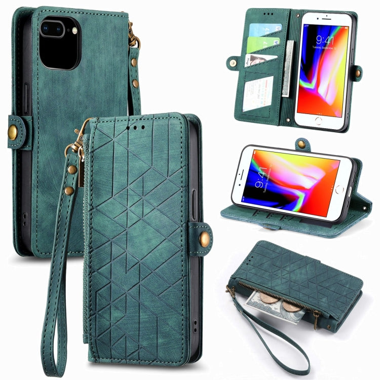 Geometric Zipper Wallet Side Buckle Leather Phone Case, For iPhone 7 Plus / 8 Plus, For iPhone 6 Plus / 6s Plus, For iPhone 6 / 6s