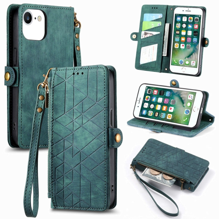 Geometric Zipper Wallet Side Buckle Leather Phone Case, For iPhone 7 Plus / 8 Plus, For iPhone 6 Plus / 6s Plus, For iPhone 6 / 6s