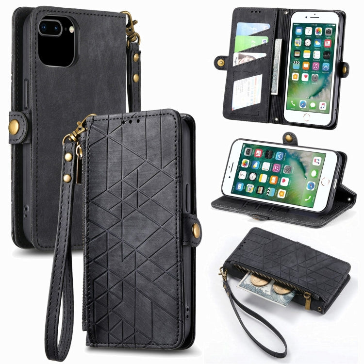 Geometric Zipper Wallet Side Buckle Leather Phone Case, For iPhone 7 Plus / 8 Plus, For iPhone 6 Plus / 6s Plus, For iPhone 6 / 6s