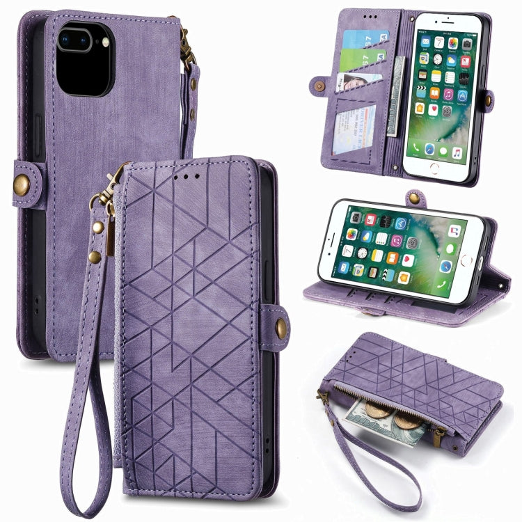 Geometric Zipper Wallet Side Buckle Leather Phone Case, For iPhone 7 Plus / 8 Plus, For iPhone 6 Plus / 6s Plus, For iPhone 6 / 6s