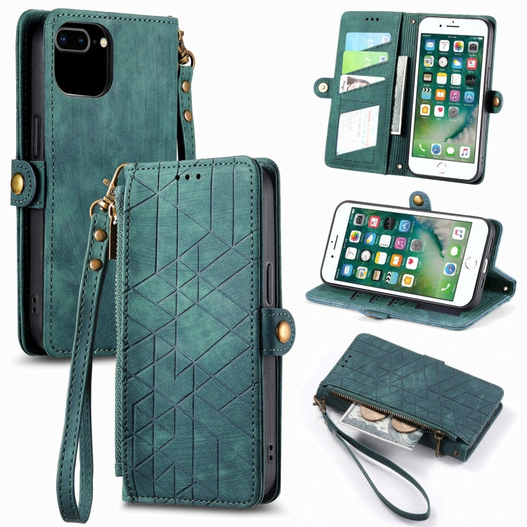 Geometric Zipper Wallet Side Buckle Leather Phone Case, For iPhone 7 Plus / 8 Plus, For iPhone 6 Plus / 6s Plus, For iPhone 6 / 6s