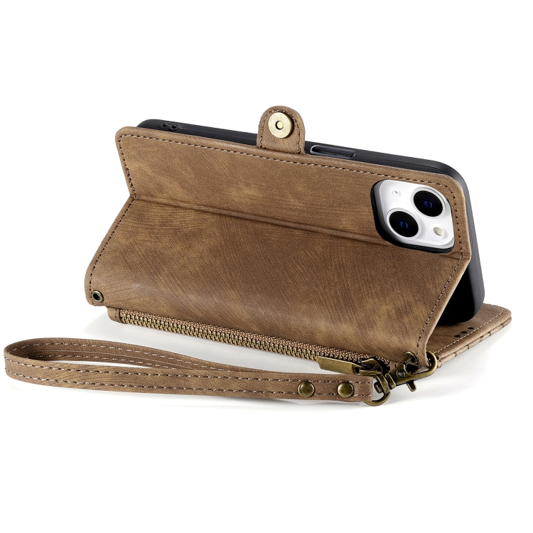 Geometric Zipper Wallet Side Buckle Leather Phone Case, For iPhone 15, For iPhone 14 Plus, For iPhone 14, For iPhone 14 Pro