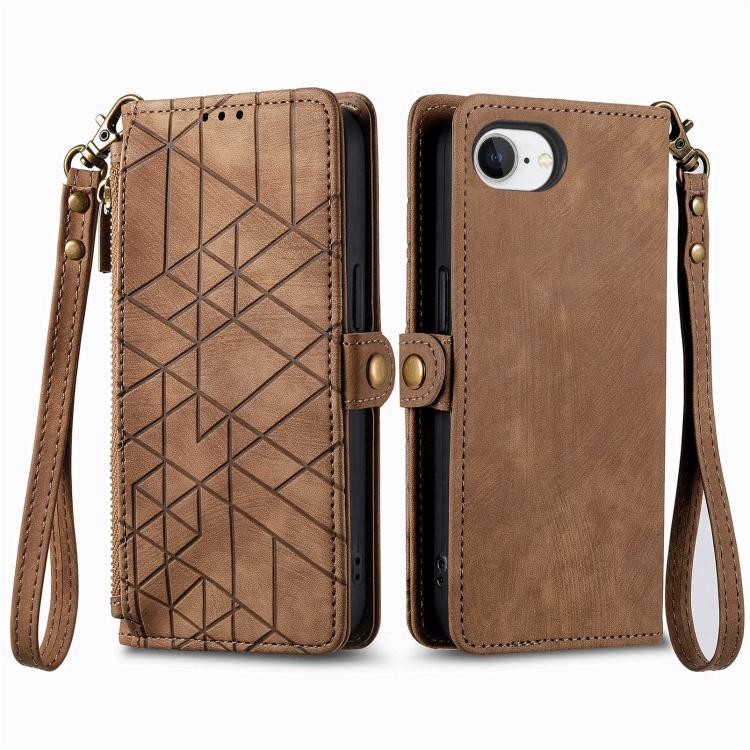 Geometric Zipper Wallet Side Buckle Leather Phone Case, For iPhone 17e / 16e, For iPhone 17 Pro Max, For iPhone 17 Pro, For iPhone 17