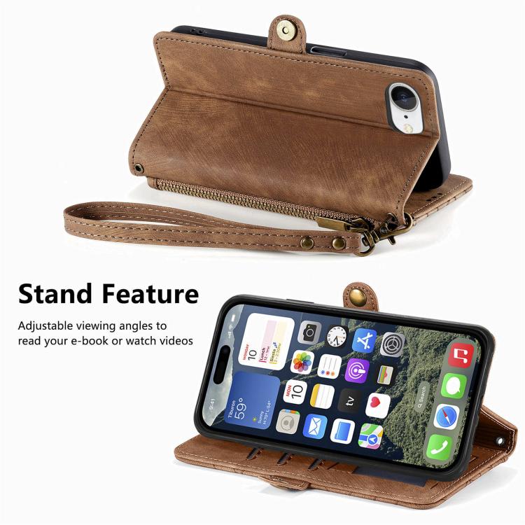 Geometric Zipper Wallet Side Buckle Leather Phone Case, For iPhone 17e / 16e, For iPhone 17 Pro Max, For iPhone 17 Pro, For iPhone 17