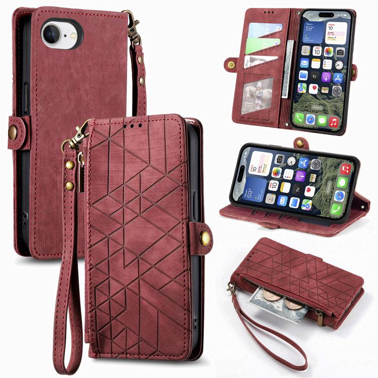 Geometric Zipper Wallet Side Buckle Leather Phone Case, For iPhone 18 Pro / 17 Pro, For iPhone 18 Pro Max / 17 Pro Max, For iPhone 17e / 16e, For iPhone 17