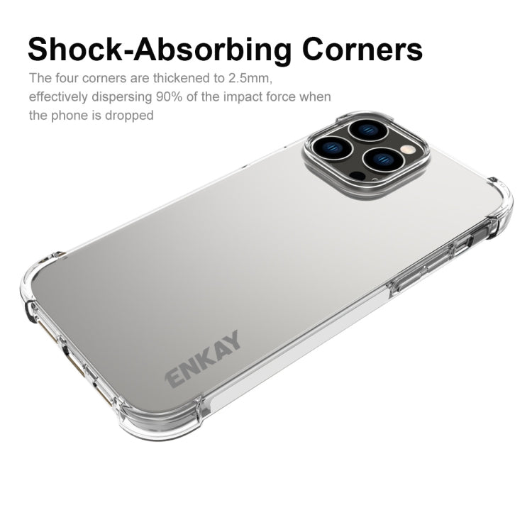 ENKAY Transparent TPU Shockproof Phone Case with Glass Film, For iPhone 15 Pro Max, For iPhone 14 Plus, For iPhone 15 Pro, For iPhone 14, For iPhone 15 Plus, For iPhone 14 Pro, For iPhone 14 Pro Max, For iPhone 15