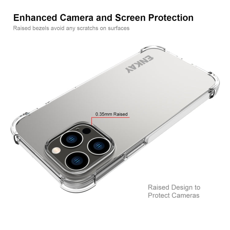 ENKAY Transparent TPU Shockproof Phone Case with Glass Film, For iPhone 15 Pro Max, For iPhone 14 Plus, For iPhone 15 Pro, For iPhone 14, For iPhone 15 Plus, For iPhone 14 Pro, For iPhone 14 Pro Max, For iPhone 15