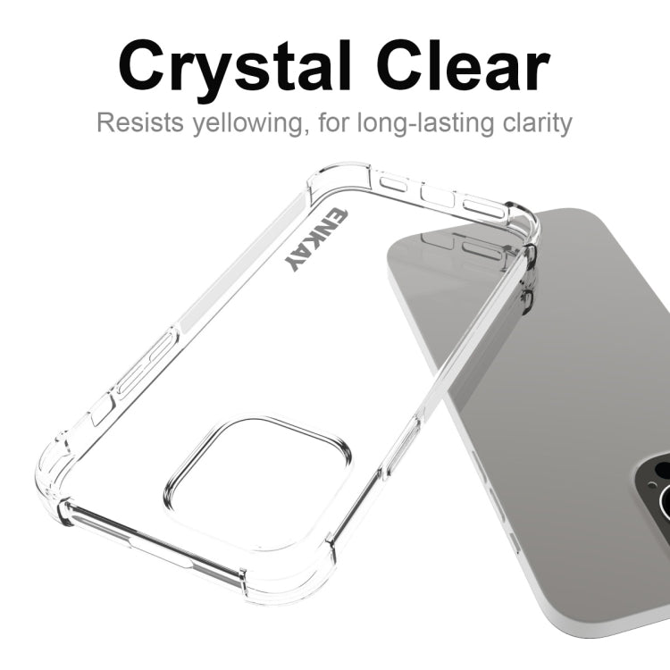 ENKAY Transparent TPU Shockproof Phone Case with Glass Film, For iPhone 15 Pro Max, For iPhone 14 Plus, For iPhone 15 Pro, For iPhone 14, For iPhone 15 Plus, For iPhone 14 Pro, For iPhone 14 Pro Max, For iPhone 15