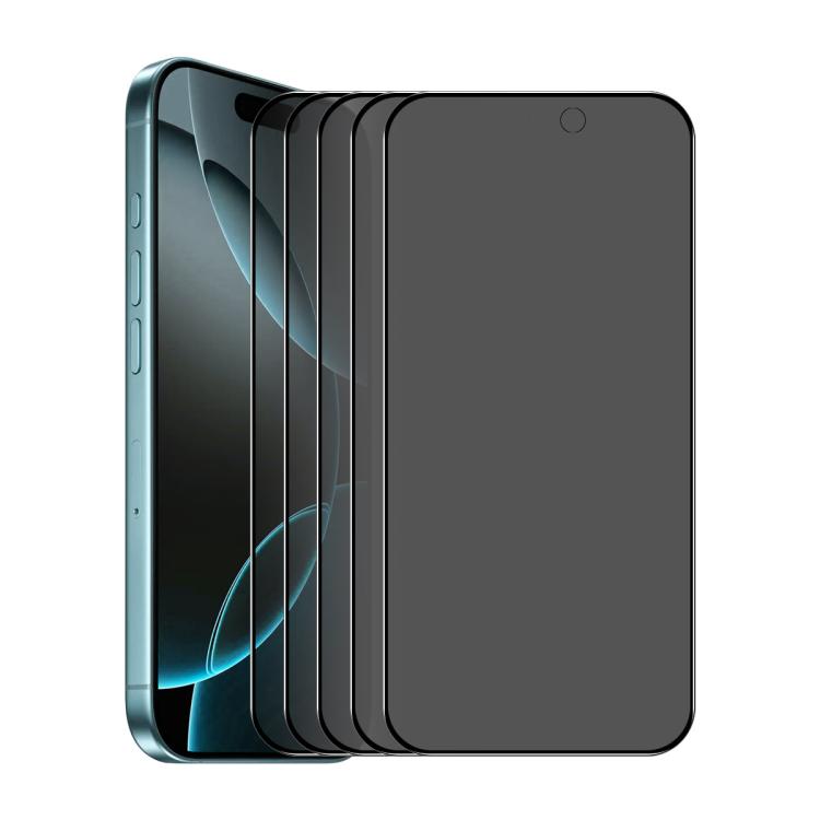 5pcs ENKAY Hat-Prince 28° Anti-peeping Tempered Glass Protector Full Screen Film, For iPhone 16 Pro Max, For iPhone 16 Pro, For iPhone 16 Plus, For iPhone 16, For iPhone 15 Pro Max, For iPhone 15 Pro, For iPhone 15 Plus, For iPhone 15