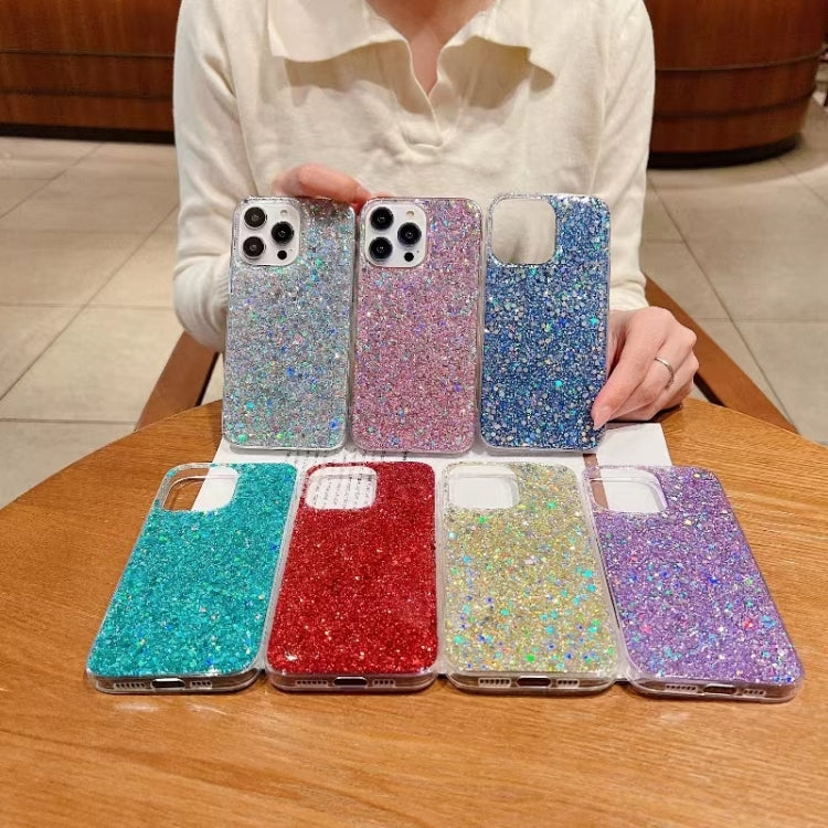 Glitter Sequins Epoxy TPU Phone Case, For iPhone 16 Plus, For iPhone 16, For iPhone 15 Pro Max