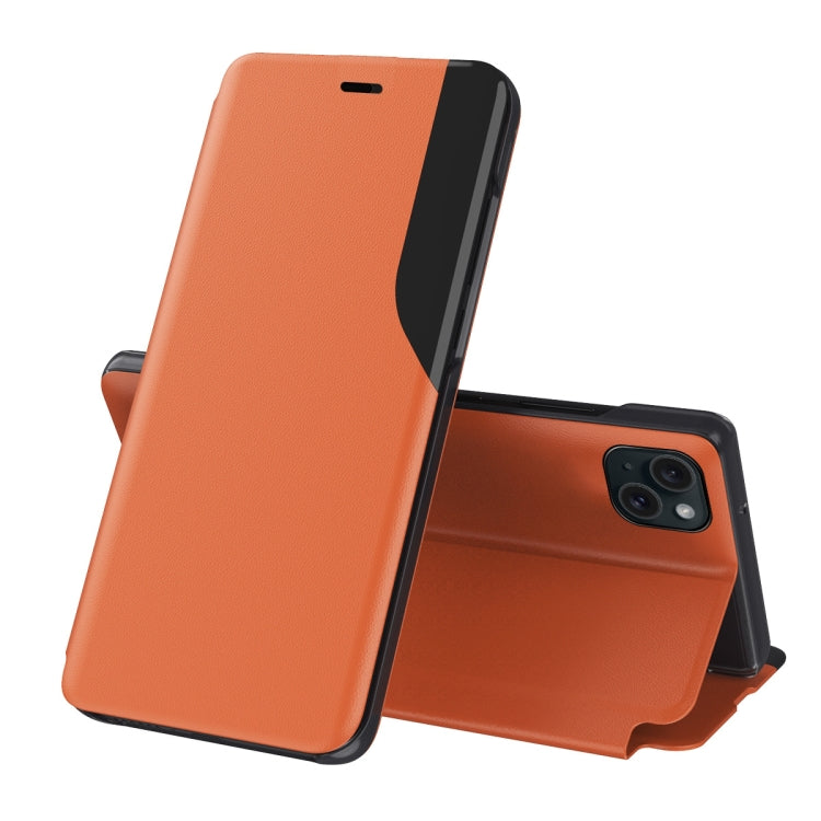 Side Display Flip Leather Phone Case, For iPhone 15