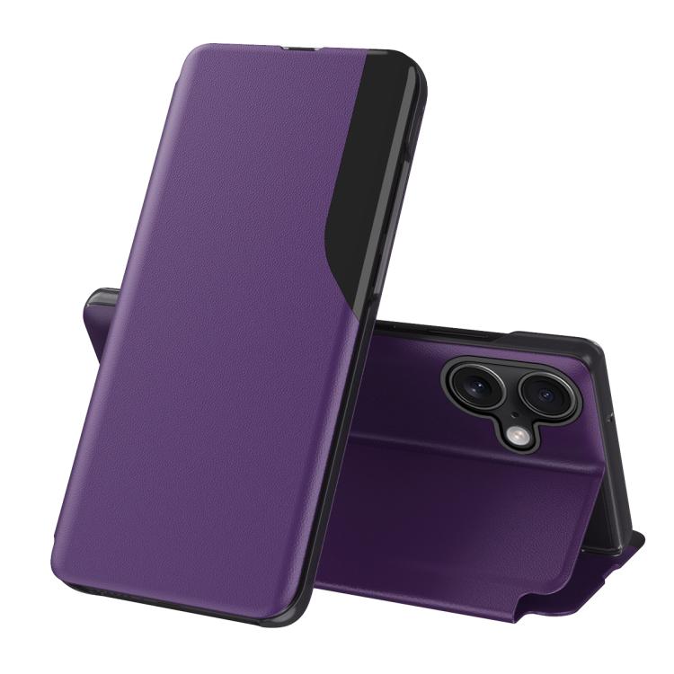 Side Display Flip Leather Phone Case, For iPhone 17e / 16e, For iPhone 17 Pro Max, For iPhone 17 Pro, For iPhone 17