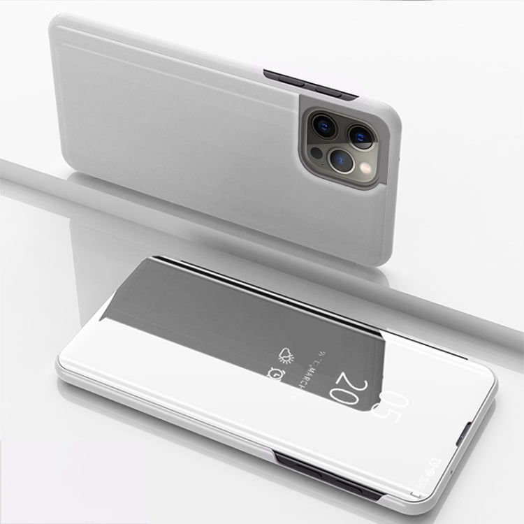 Plated Mirror Horizontal Flip Leather Phone Case with Holder, For iPhone Air, For iPhone 16e, For iPhone 16 Pro Max