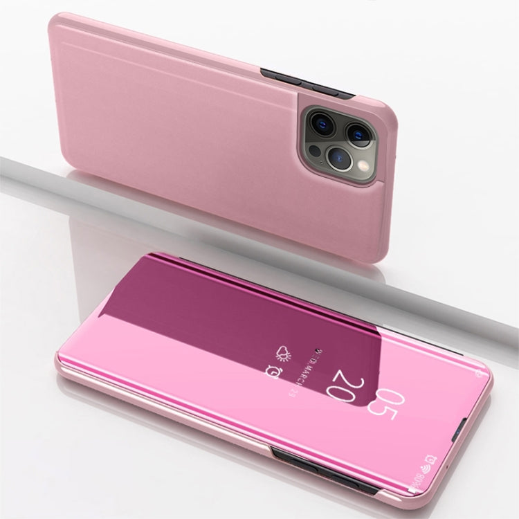 Plated Mirror Horizontal Flip Leather Phone Case with Holder, For iPhone Air, For iPhone 16e, For iPhone 16 Pro Max