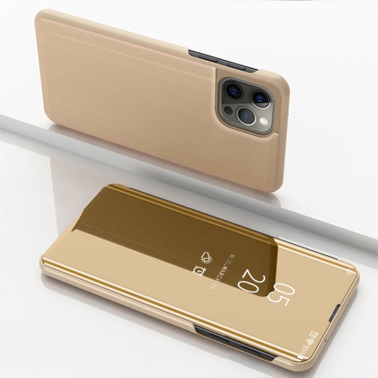 Plated Mirror Horizontal Flip Leather Phone Case with Holder, For iPhone Air, For iPhone 16e, For iPhone 16 Pro Max
