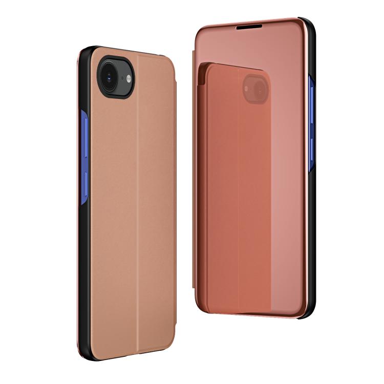 Plated Mirror Horizontal Flip Leather Phone Case with Holder