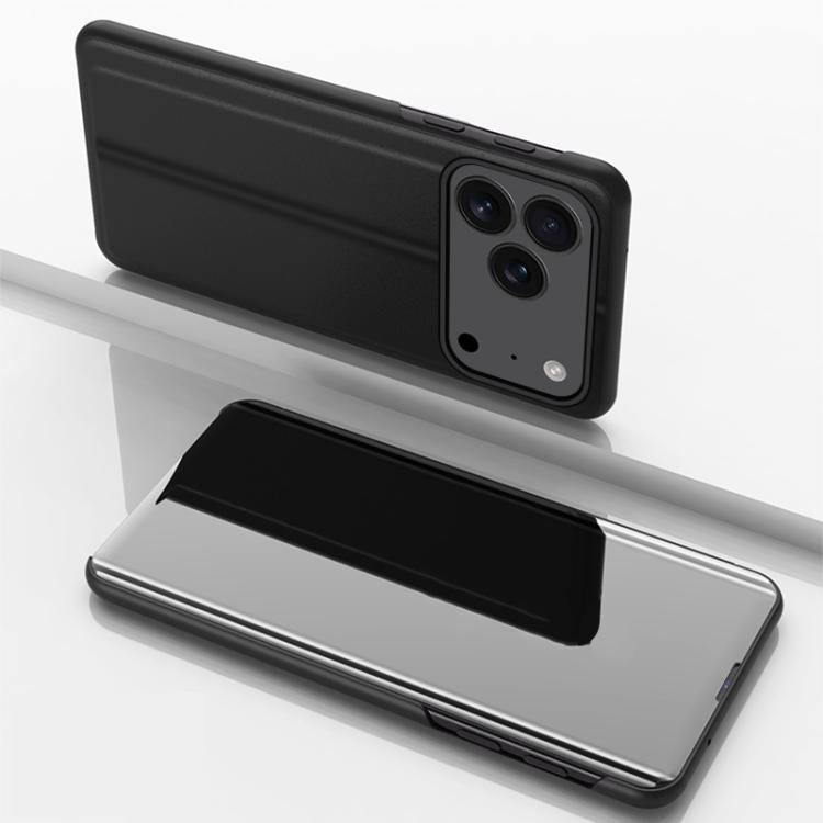 Plated Mirror Horizontal Flip Leather Phone Case with Holder