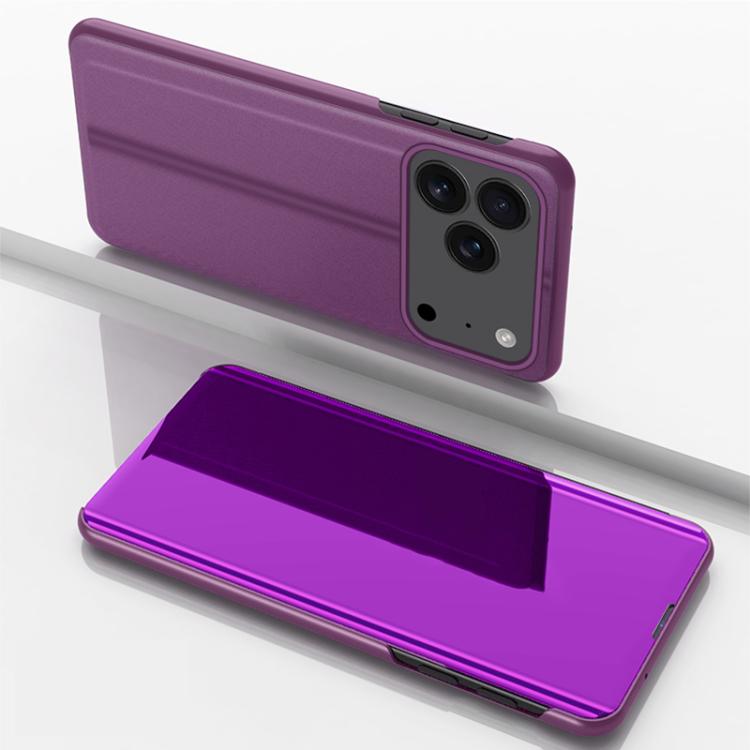 Plated Mirror Horizontal Flip Leather Phone Case with Holder