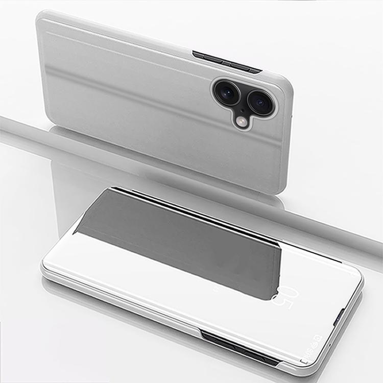 Plated Mirror Horizontal Flip Leather Phone Case with Holder, For iPhone Air, For iPhone 16e, For iPhone 16 Pro Max