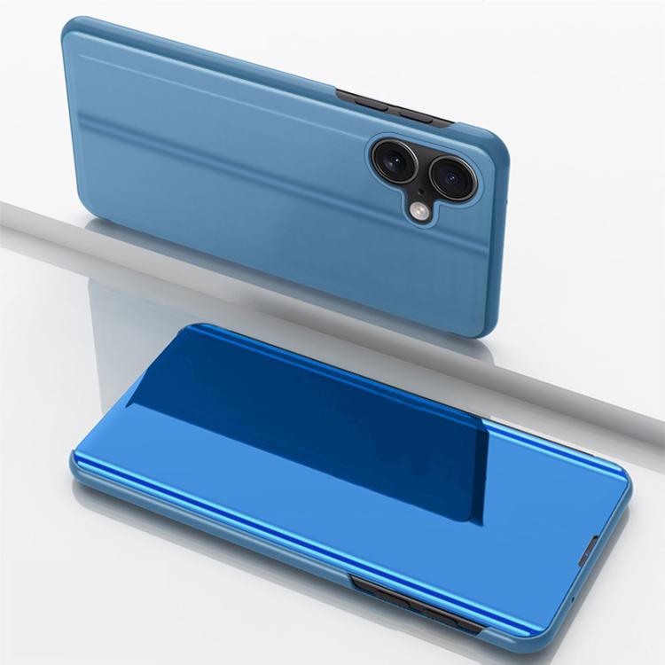 Plated Mirror Horizontal Flip Leather Phone Case with Holder, For iPhone Air, For iPhone 16e, For iPhone 16 Pro Max