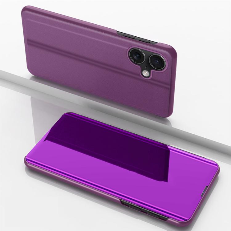Plated Mirror Horizontal Flip Leather Phone Case with Holder, For iPhone Air, For iPhone 16e, For iPhone 16 Pro Max