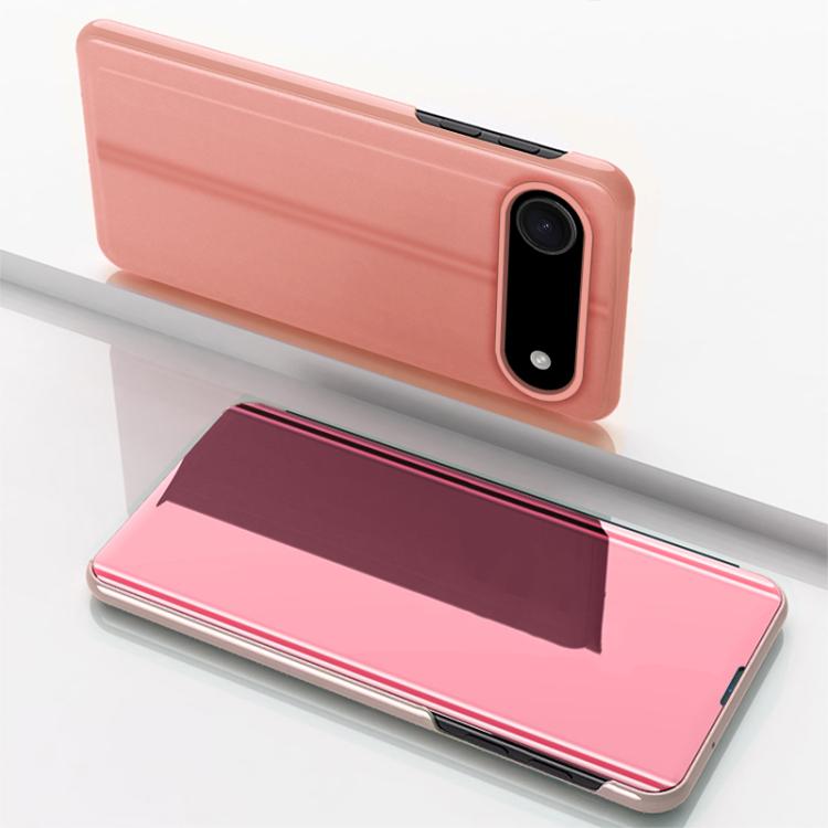Plated Mirror Horizontal Flip Leather Phone Case with Holder, For iPhone Air, For iPhone 16e, For iPhone 16 Pro Max