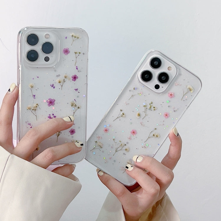 Gypsophila Flowers Pattern TPU Protective Phone Case, For iPhone 15 Pro, For iPhone 15 Plus, For iPhone 15