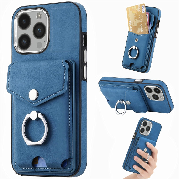 Electroplating Skin-feel Leather Ring Card Wallet Phone Case, For iPhone 14 Pro, For  iPhone 14 Pro Max