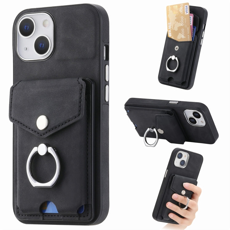 Electroplating Skin-feel Leather Ring Card Wallet Phone Case, For iPhone 15 Pro Max, For  iPhone 15 Plus, For iPhone 15 Pro, For  iPhone 15