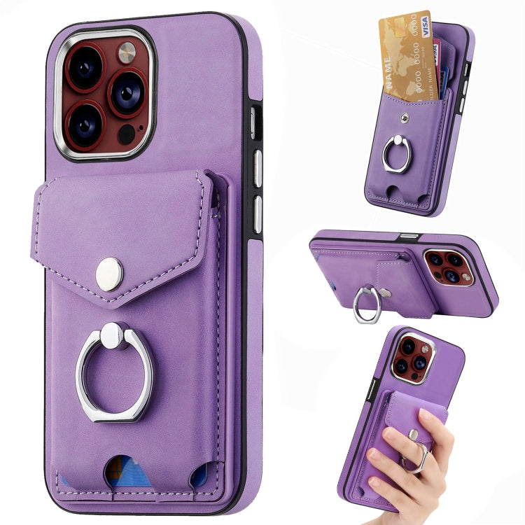 Electroplating Skin-feel Leather Ring Card Wallet Phone Case, For iPhone 15 Pro Max, For  iPhone 15 Plus, For iPhone 15 Pro, For  iPhone 15